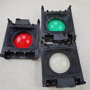 Vtg Red Green Clear‎ Signal Light Lamp Lens P265 CRC Assembly Part Lot of 3
